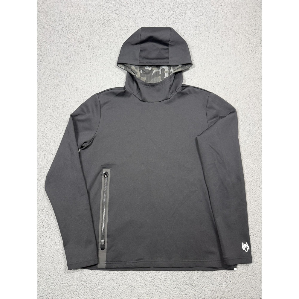 Greyson Hoodie Mens Medium Black Lightweight Stretch‎ Pullover Zip Pocket Golf